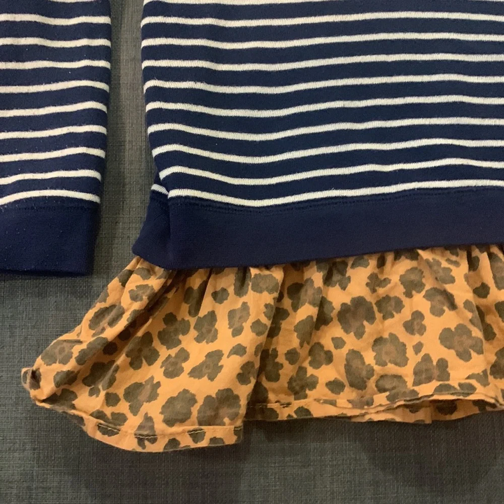 Tucker + Tate Pullover Top Hoodie with Ears Blue White 8 Stripes Animal Print
